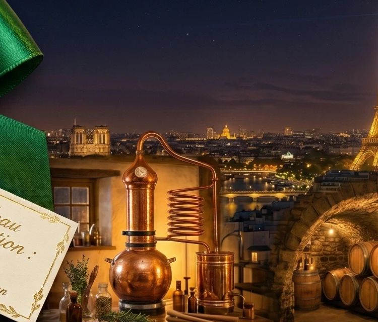 Idée cadeau insolite à Paris : bon cadeau d'exception devant la Tour Eiffel illuminée, une cave à vin et un alambic